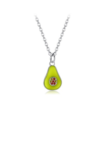 Glamorousky silver 925 Sterling Silver Sweet and Simple Avocado Pendant with Cubic Zirconia and Necklace F64ACACF04CF5FGS_1