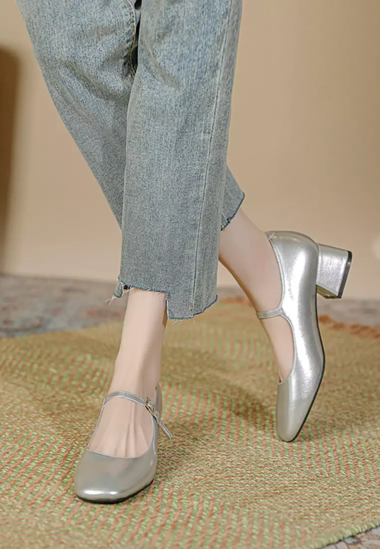 4CM Buckle Strap Patent Leather Mary Jane Shoes TE2010-2