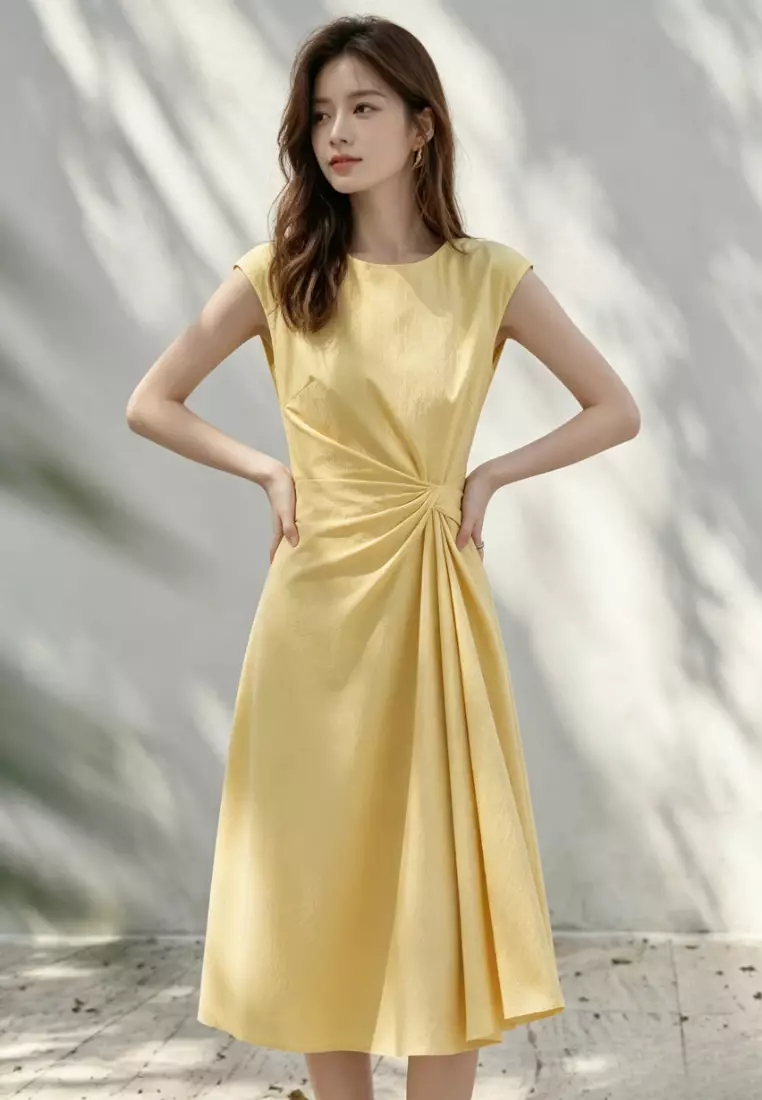 Twist Waist A-Line Midi Dress CA26041003YE