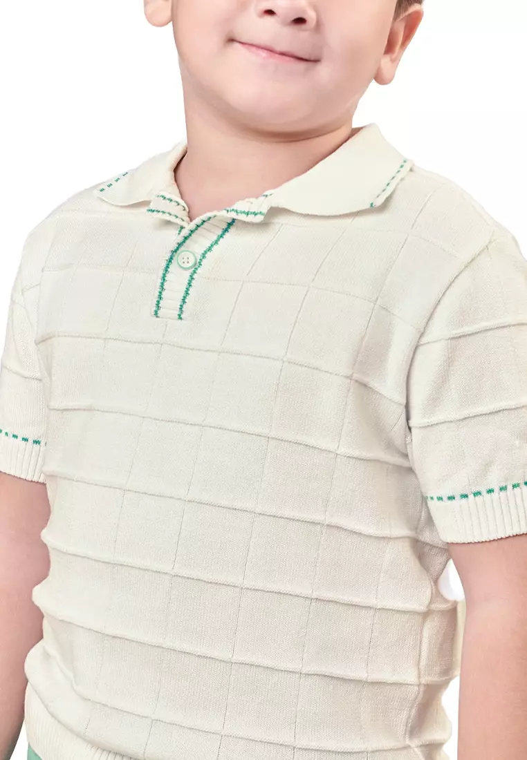 Mason Textured Knit Polo Shirt With Contrast Details