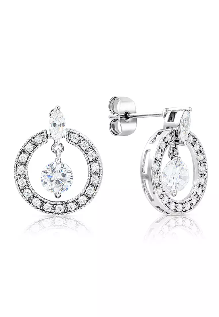 Buy SO SEOUL Halo Dangling Solitaire Diamond Simulant Stud