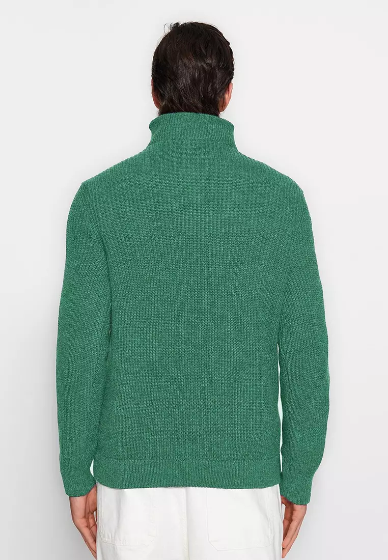 Mint Regular Fit Woolen Zipper Turtleneck Knitwear Sweater TMNAW22KZ0347