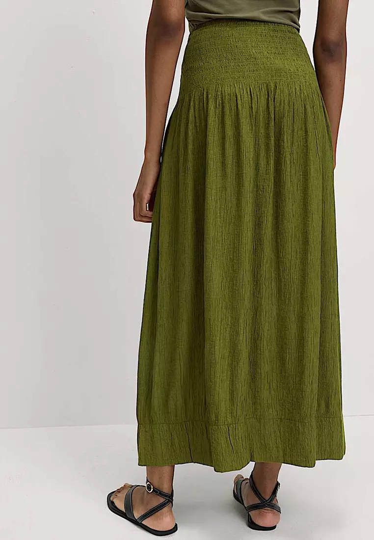 Crinkle Textured Midaxi Circle Skirt