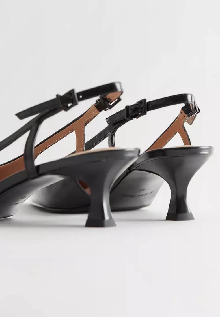 Pointed Slingback Kitten Heel Mules