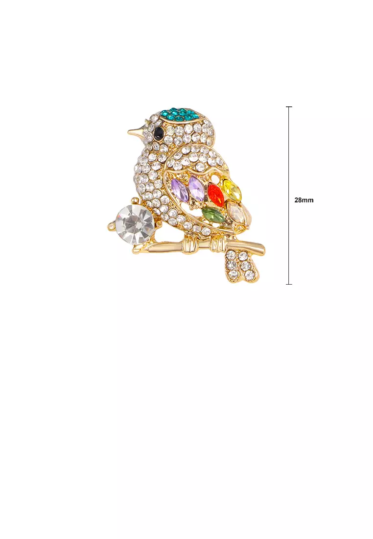 Fashion Brilliant Plated Gold Bird Brooch with Cubic Zirconia