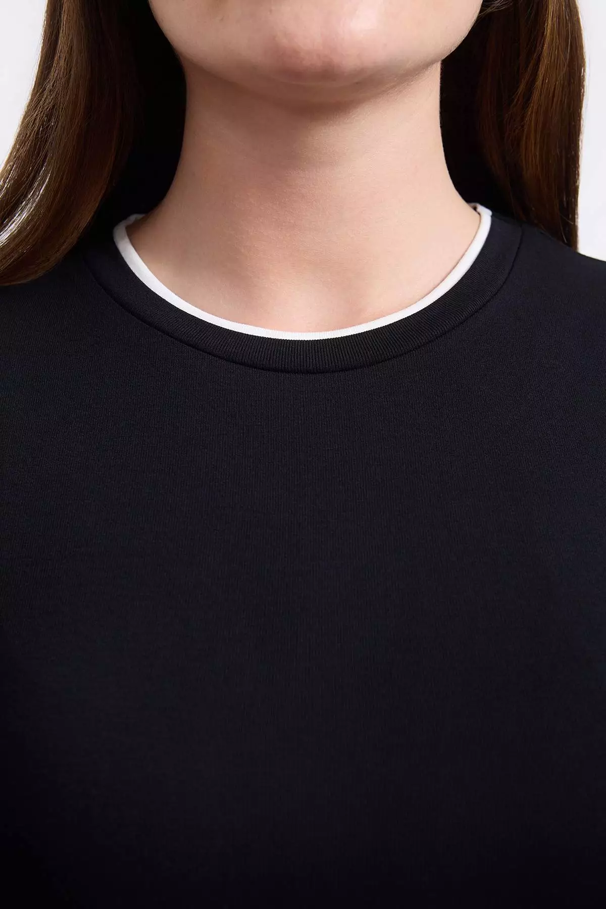 Wardrobe Essentials Black Collar Piped Detail Soft Keys Knitted Large Size Blouse Tbbss26Af00025