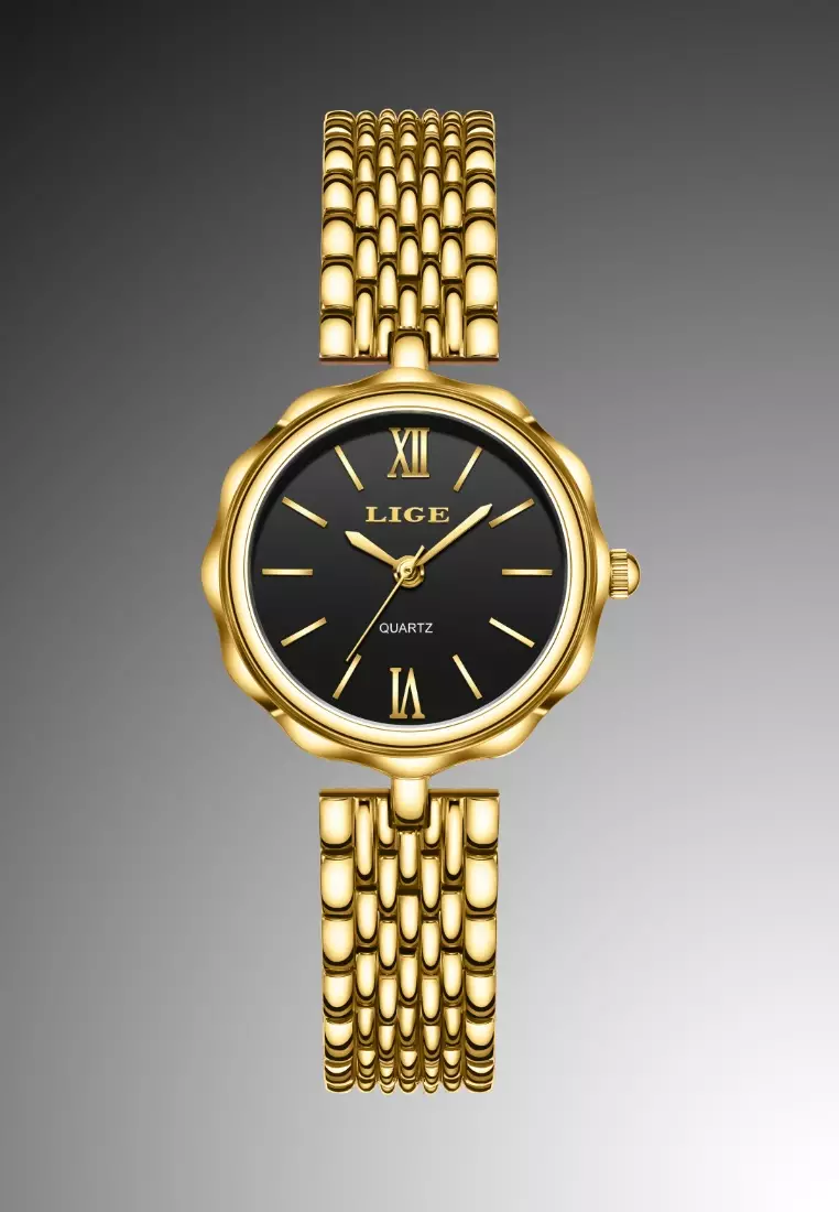 Ladies IP Gold Stainless Steel Quartz Watch, Stainless Steel Bracelet