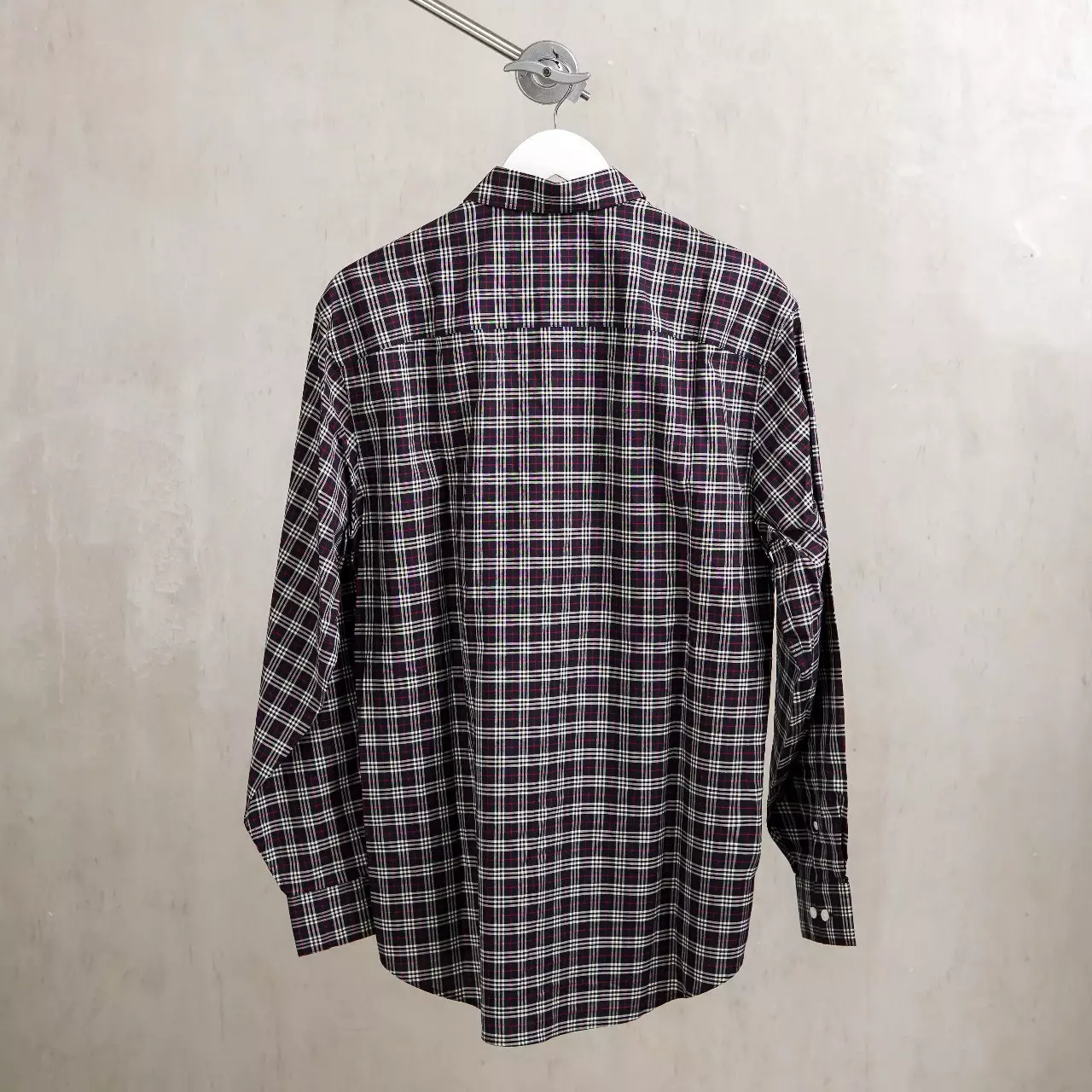 Kemeja BURBERRY SMALL CHECK NAVY LONG SHIRT 100% ORIGINAL