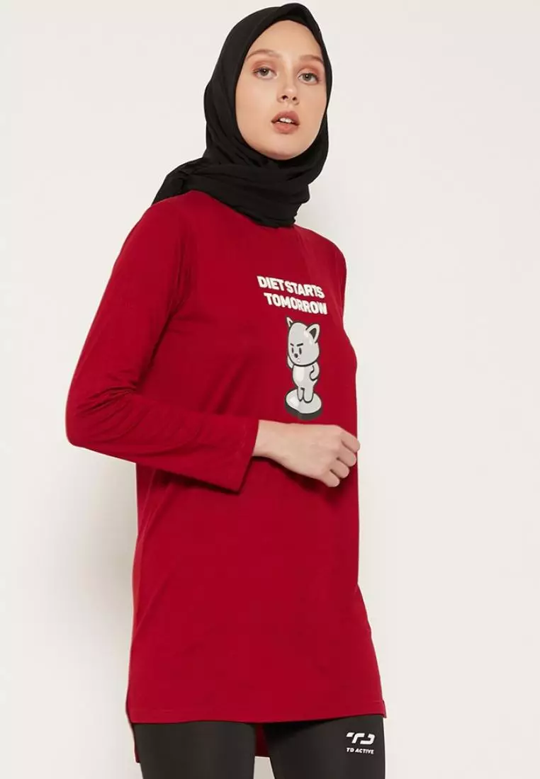LTD02 thirdday mls tido diet maroon hijab lengan panjang wanita