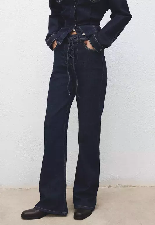 Flare Jeans With Drawstrings