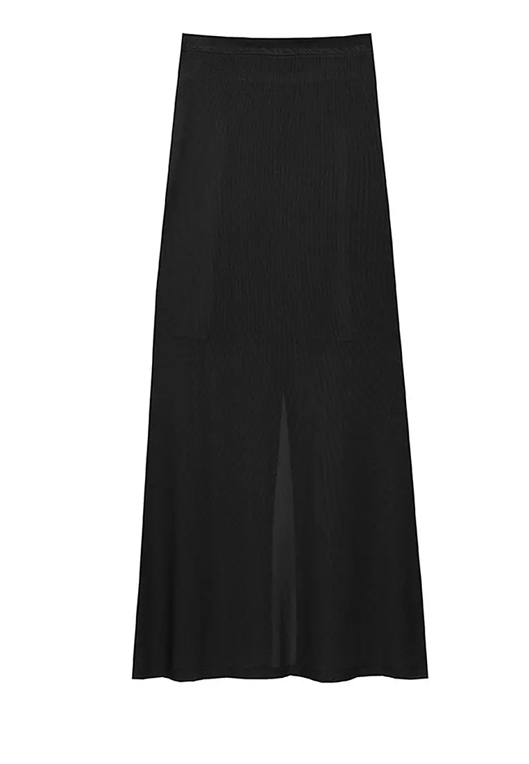 2 Layers Slimming Effect Midi Skirt