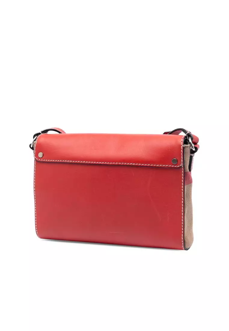 Pre-Loved Burberry Leather And House Check Canvas Henham Crossbody