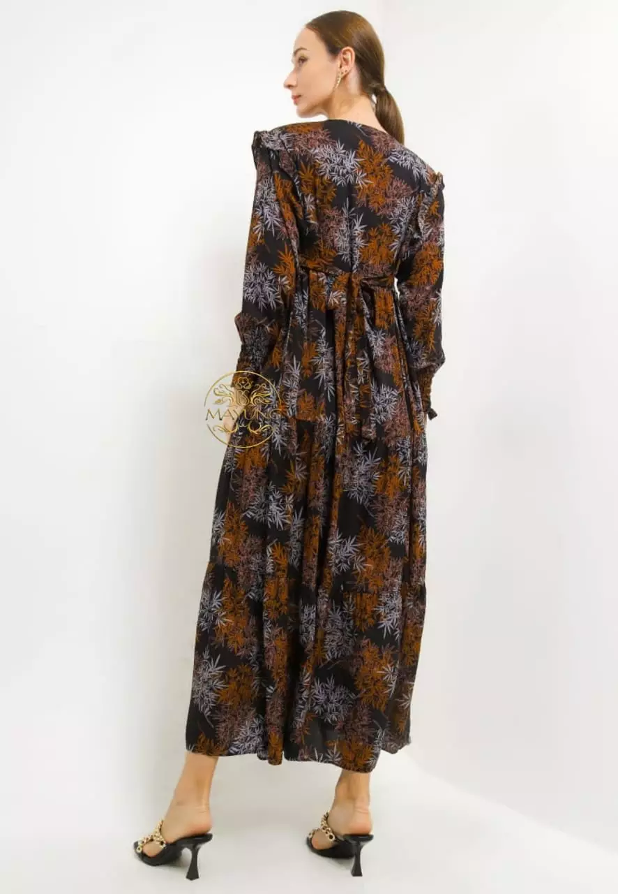 Dress Smok Susun V2 Coklat Tua | Gamis | Long Dress Modern Premium MYA