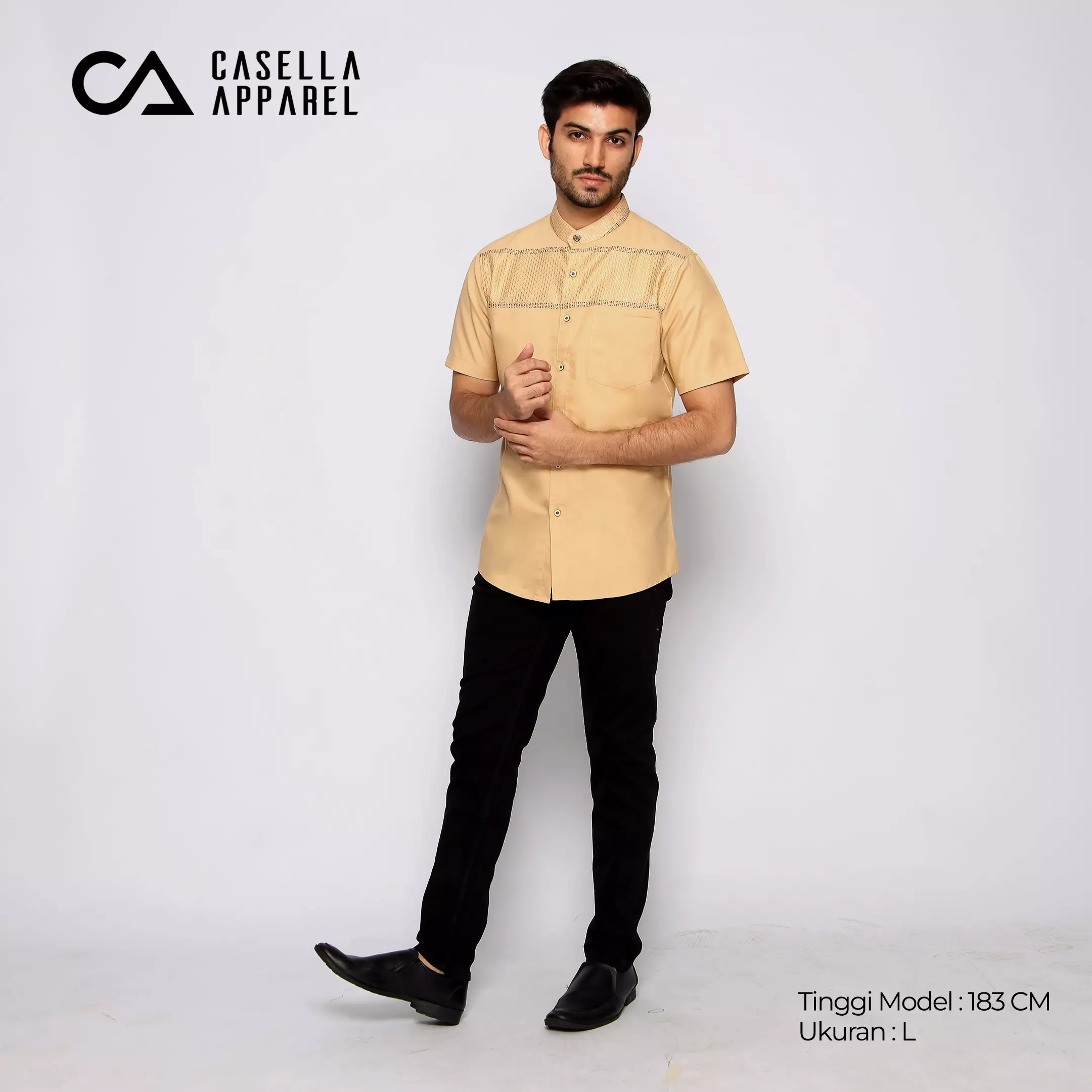 Casella Baju Koko Pria Lengan Pendek Exclusive Premium Horizontal Hadid 4047 Gold