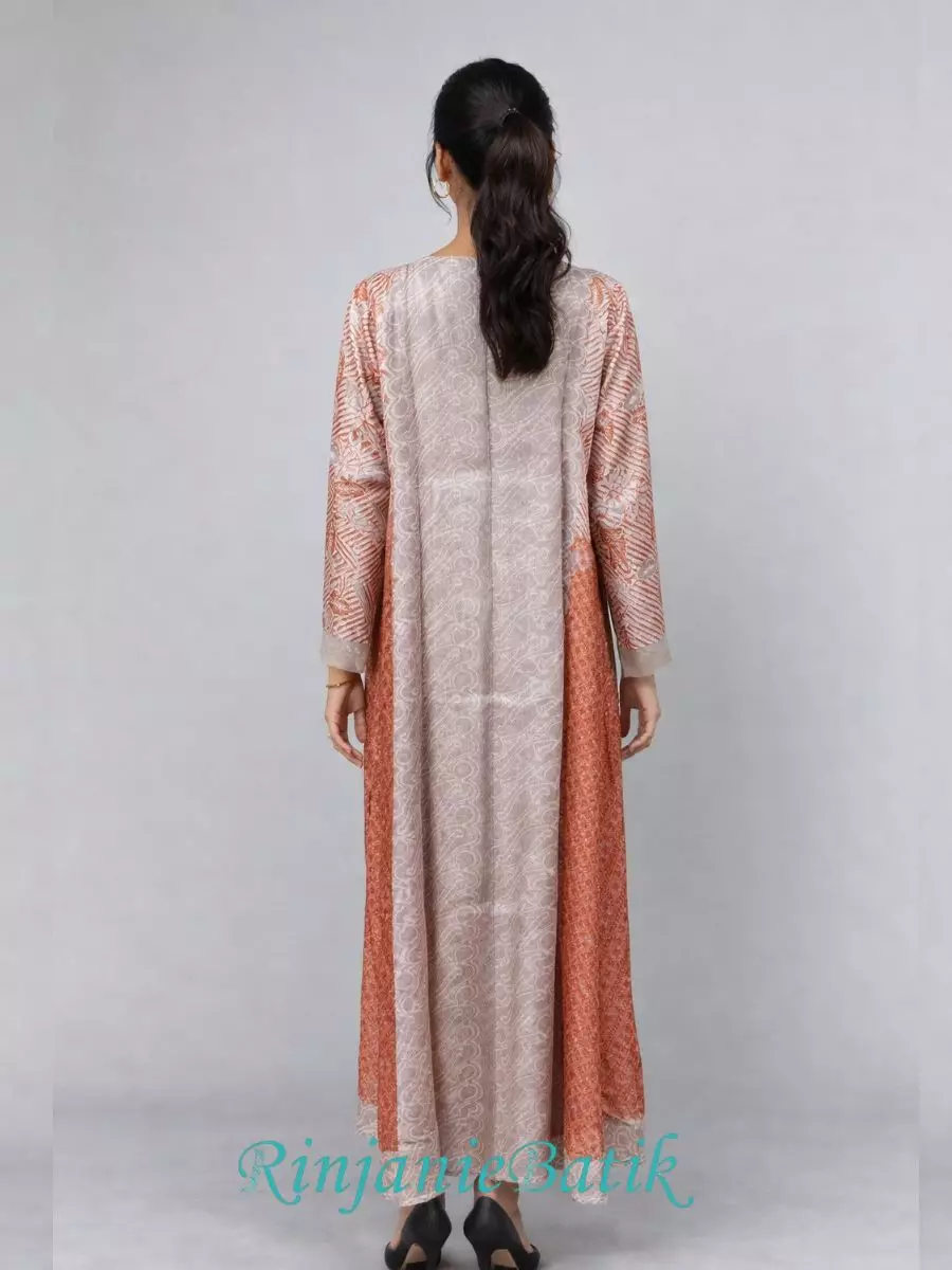 Rinjanie Batik - PDEU TR - Gamis Rhamadani Terracota - Batik Cap - Dress Raya