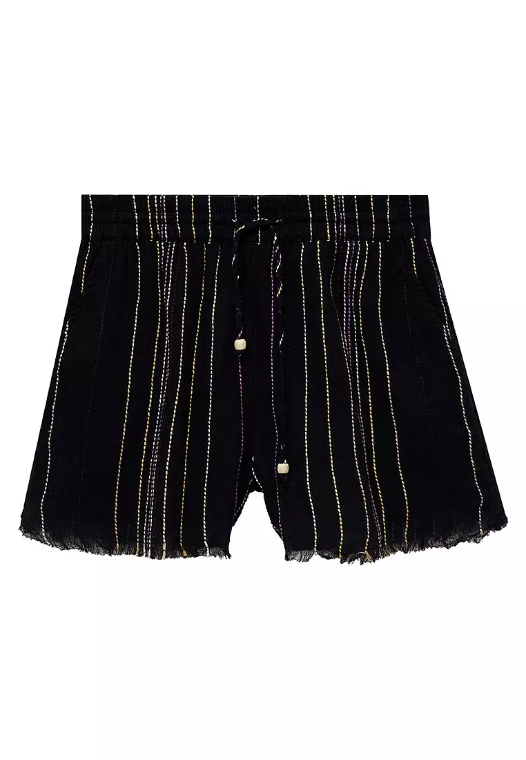 Striped Trousers With Frayed Bottom Hem