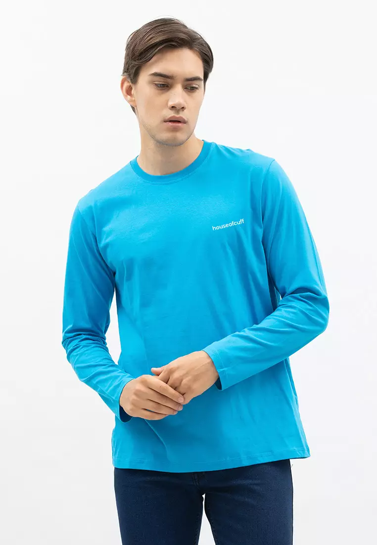 Houseofcuff Kaos Cotton Combed Lengan Panjang Pria Biru Muda