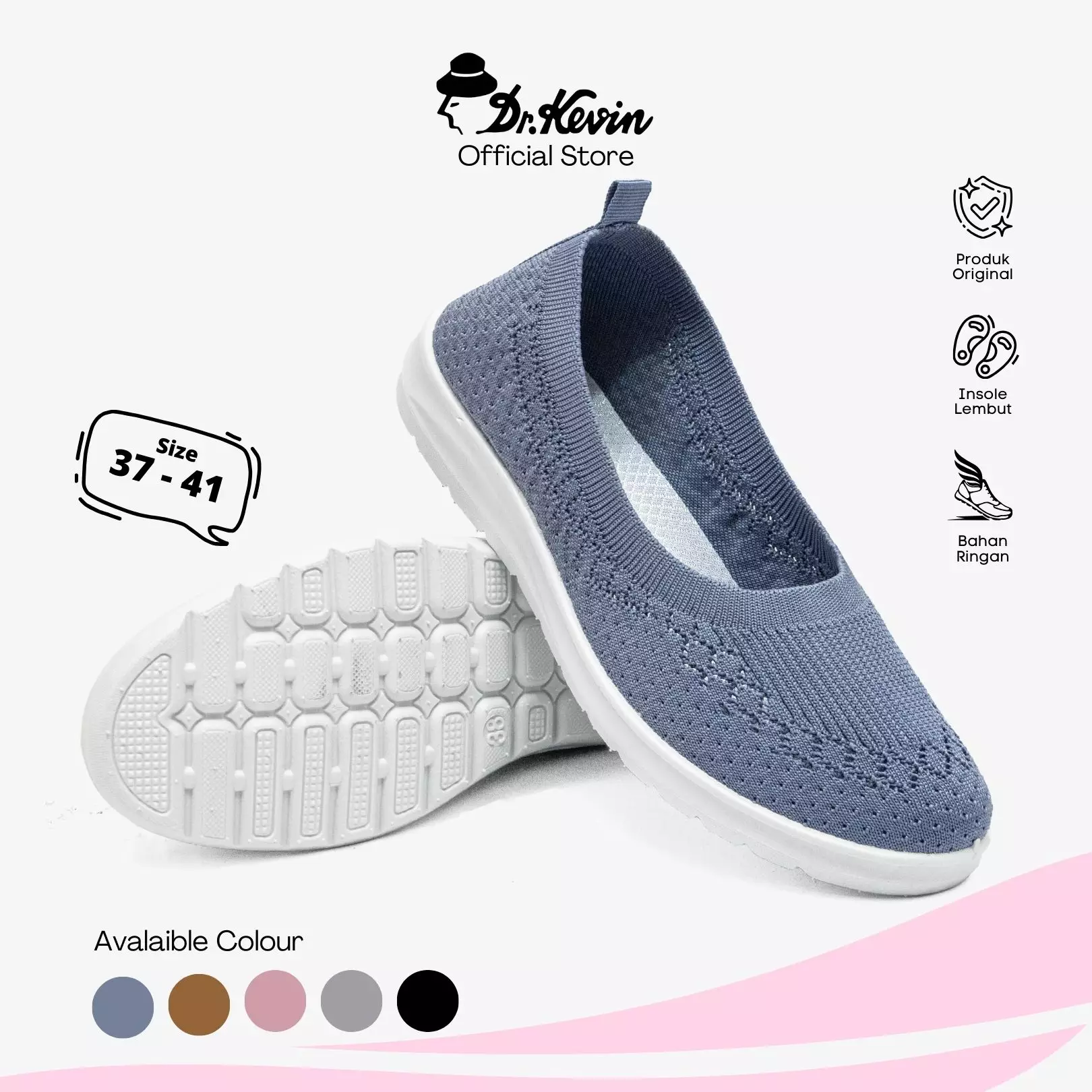 Dr. Kevin Sepatu Olahraga Sport Wanita Sneakers Flyknit Slip On 589-049