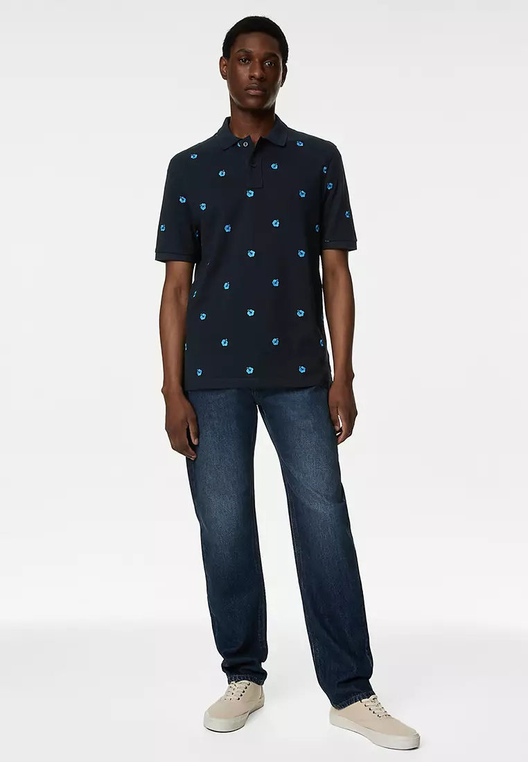 Pure Cotton Embroidered Polo Shirt