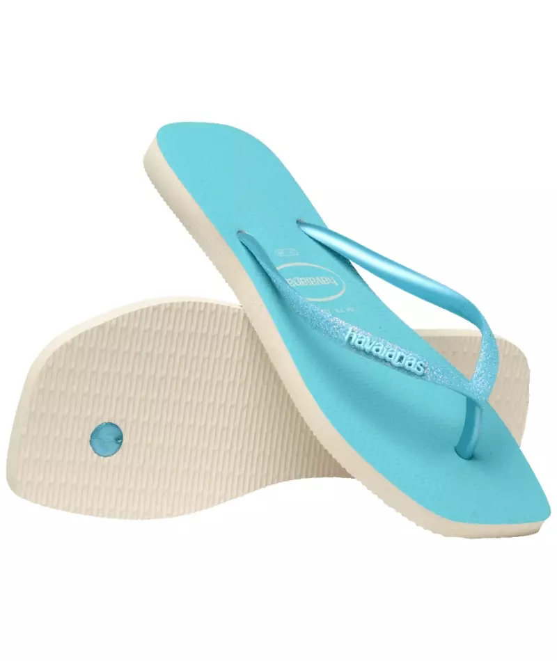 [ONLINE EXCLUSIVE] Havaianas 8747 Slim Square Glitter Neon Beige/Blue - Sandal Wanita