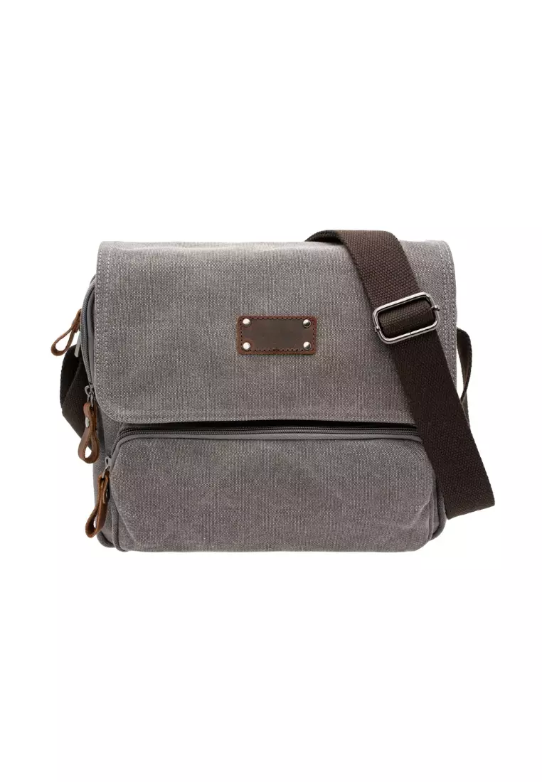 Jack Studio Men's Canvas Leather Casual Small Messenger Shoulder Bag BAD 21003