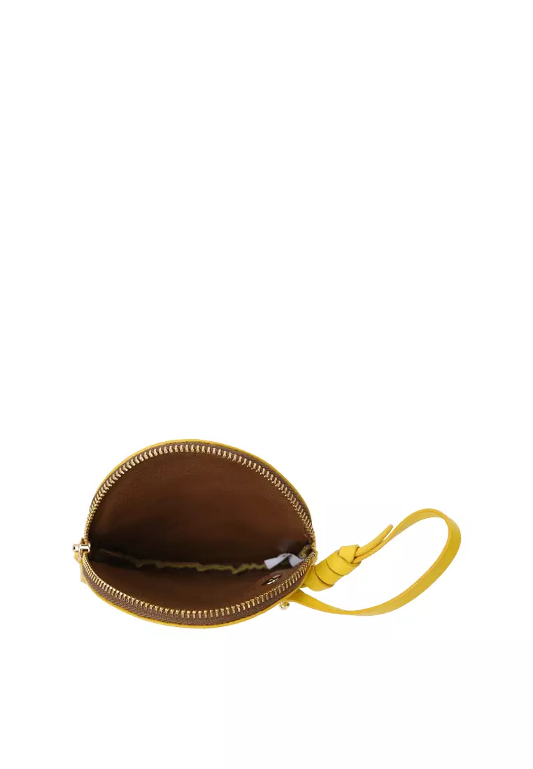 Strap Round Zip Card Case - Citron