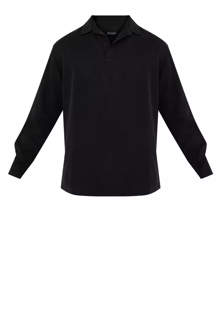 Long sleeve top polo black