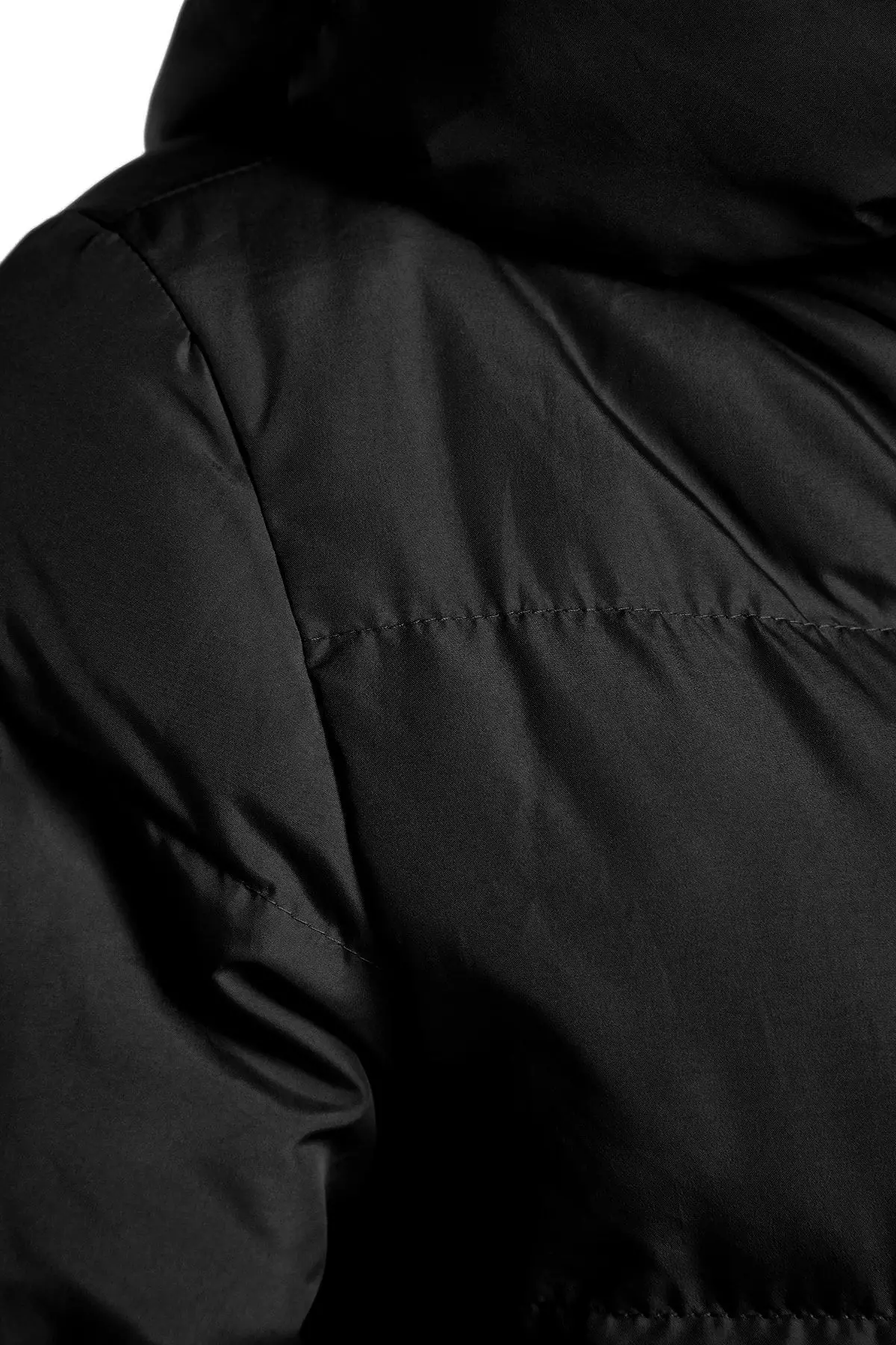 Black Regular Fit Side Snap Closure Water Repellent Long Inflatable Coat Twoaw24Mo00044