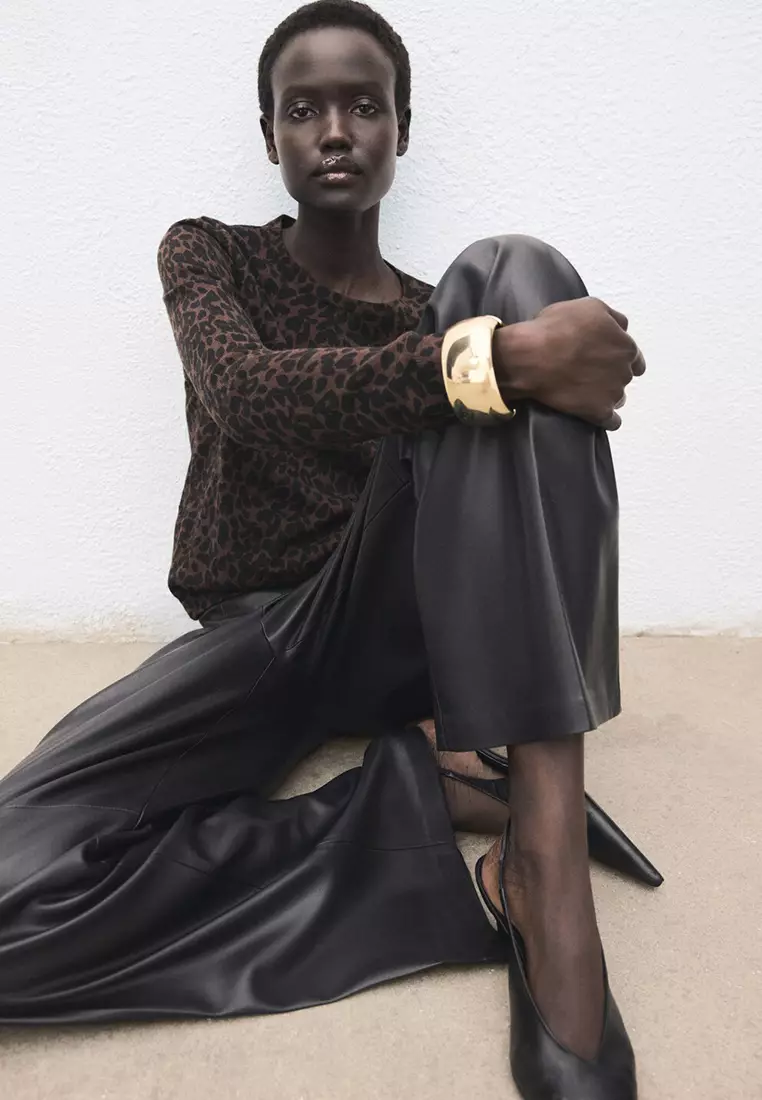 Ribbed Leopard-Print Sweater