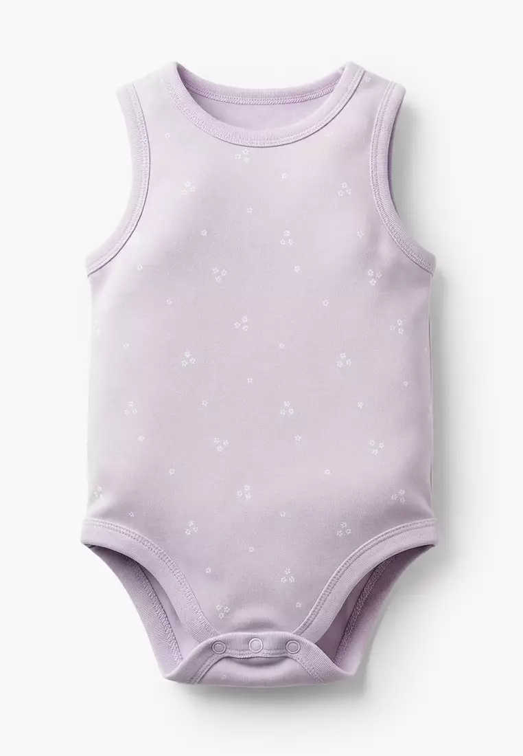 Babyshop Pack Of 7 Juniors Bamboo Cotton Round Neck Sleeveless Bodysuit With Floral Print