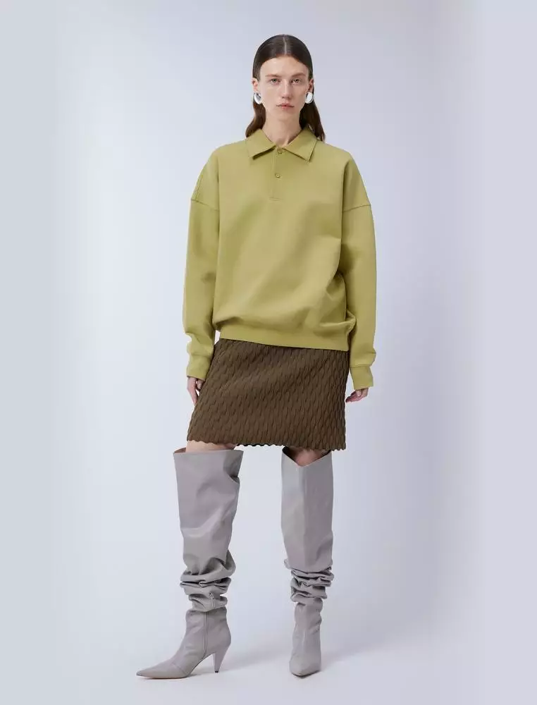 Pleated Midi Waist Skirt