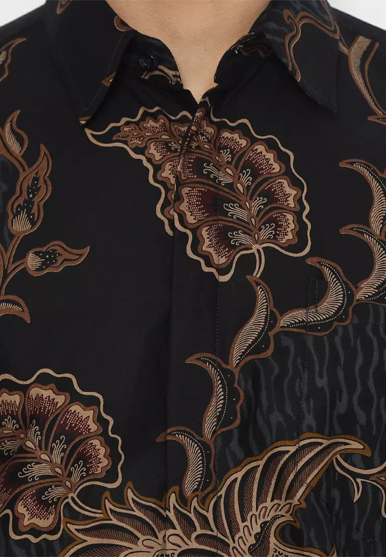 Kemeja Batik Pria Slimfit Hanyokrokusumo - Black