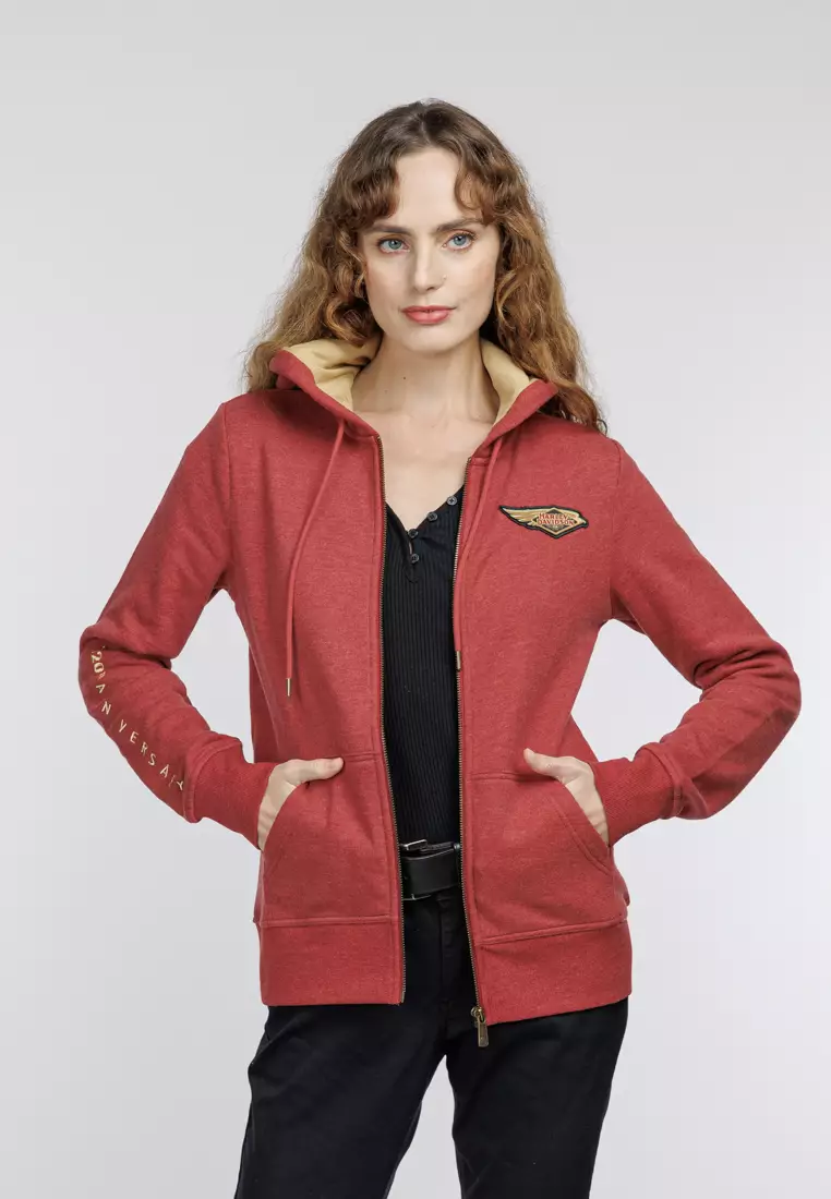 Women's red sale zip up hoodie