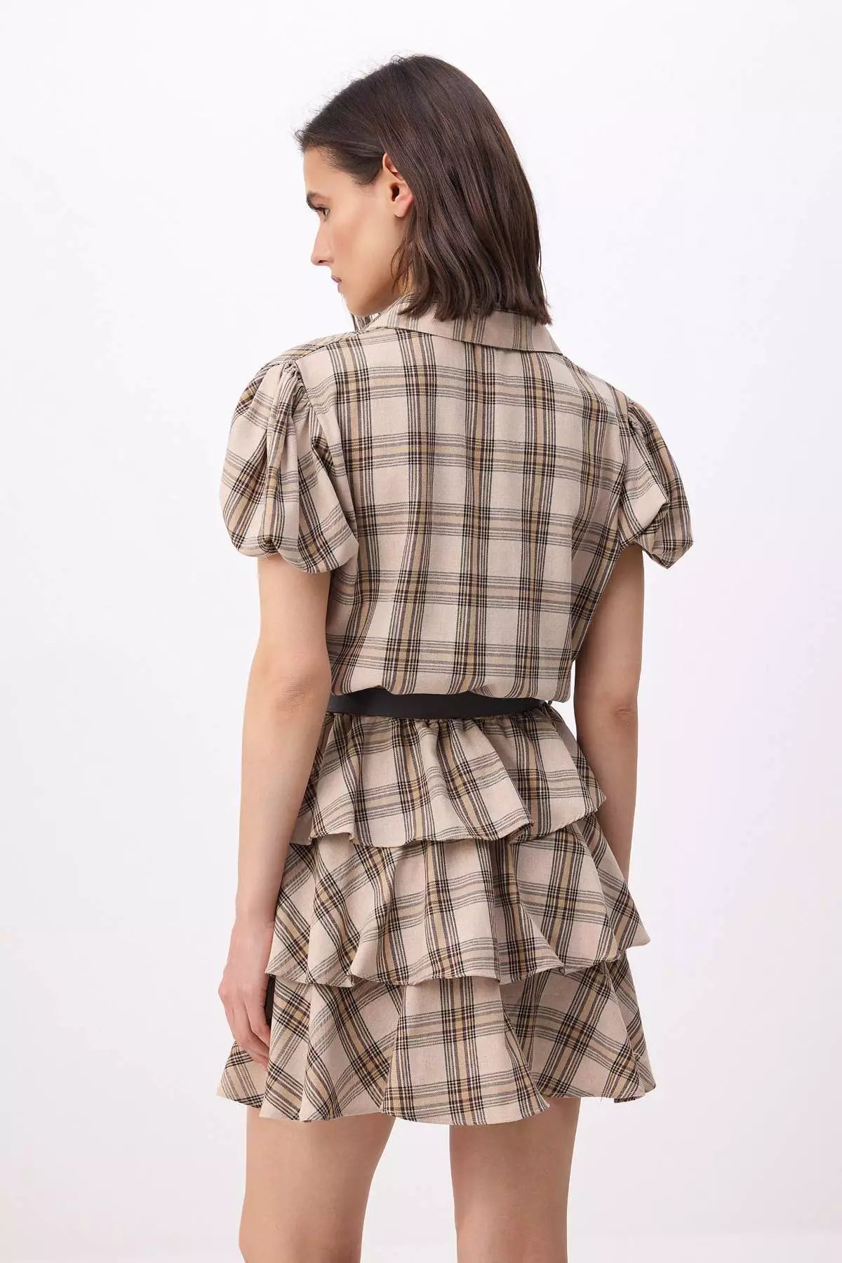 Multicolored Plaid / Checkered Short / Mini Woven Dress Twoss26El77