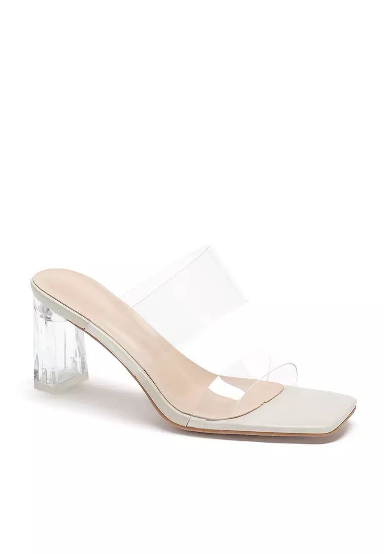 Double strap clear heels clearance