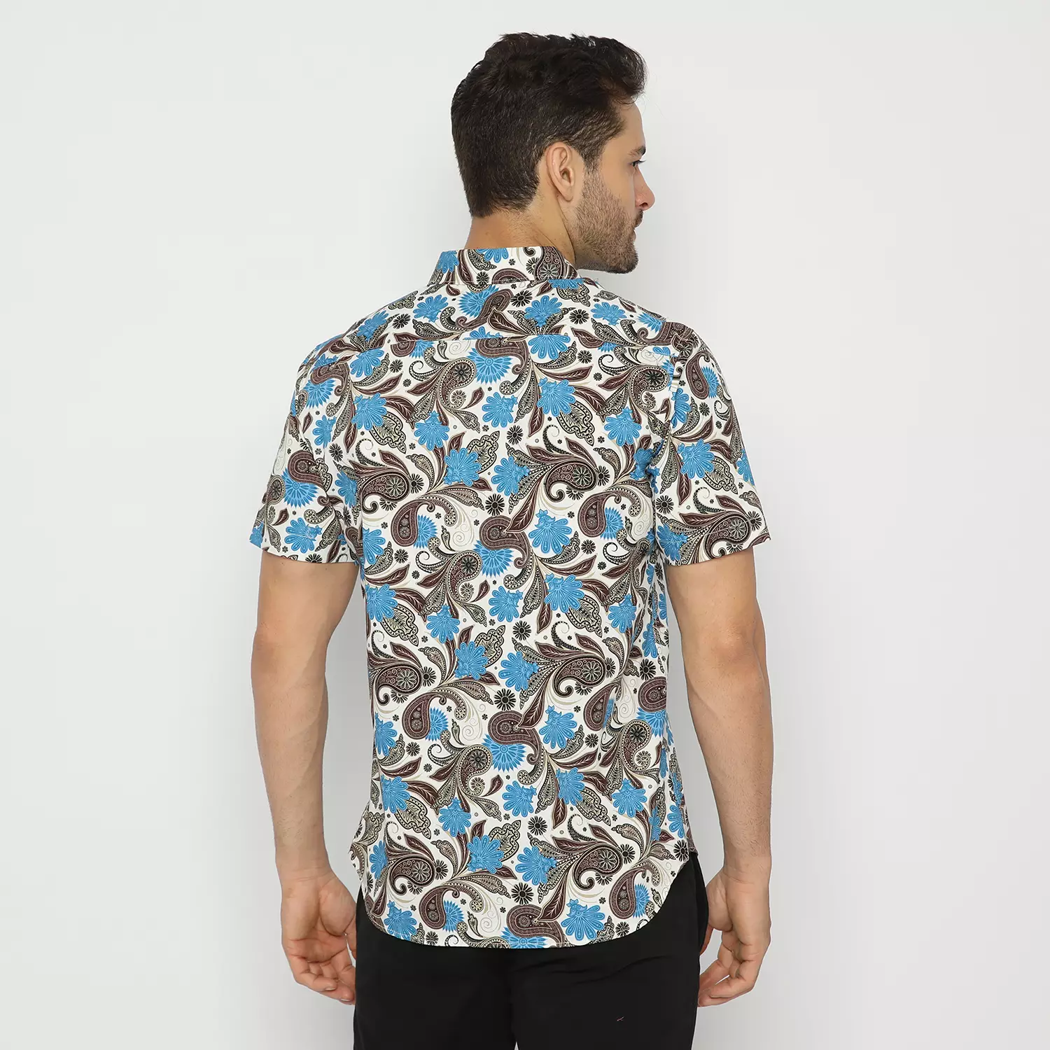 Platini Kemeja Hawai Pria Lengan Pendek Biru Coklat 131965