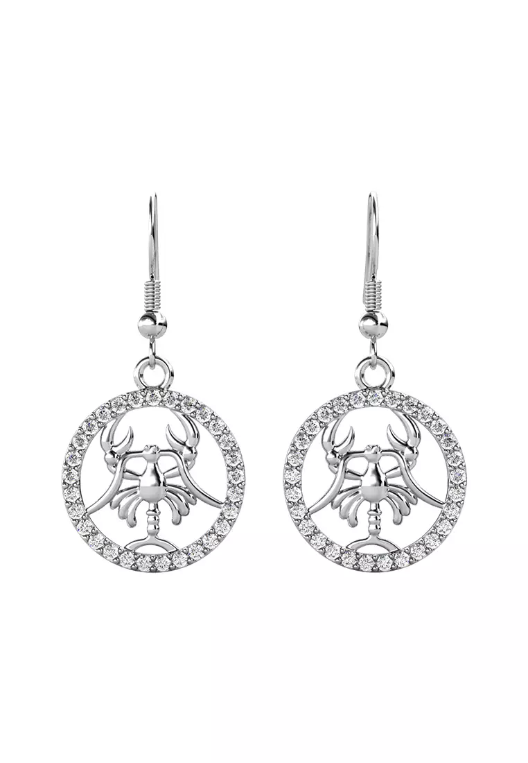 Horoscope Circlet Hook Earring CANCER WG  - Anting Crystal Swarovski by Her Jewellery