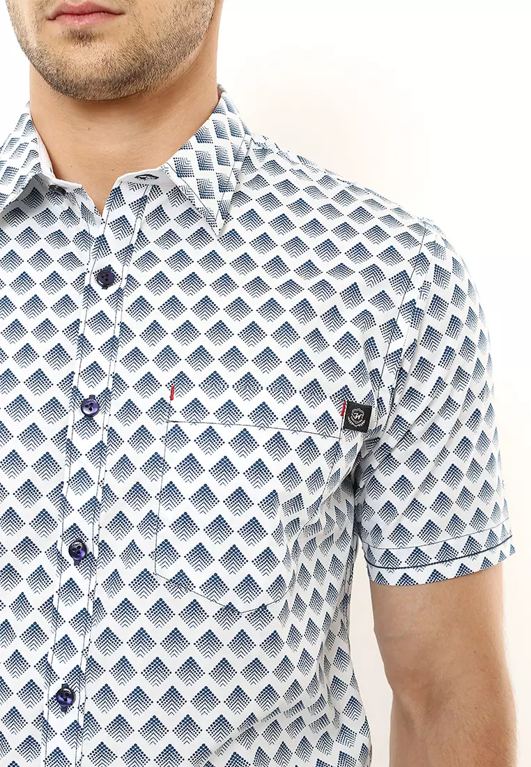 Johnwin - Kemeja Casual - Slim Fit - Motif - ASH.670.K880.700.C S/S