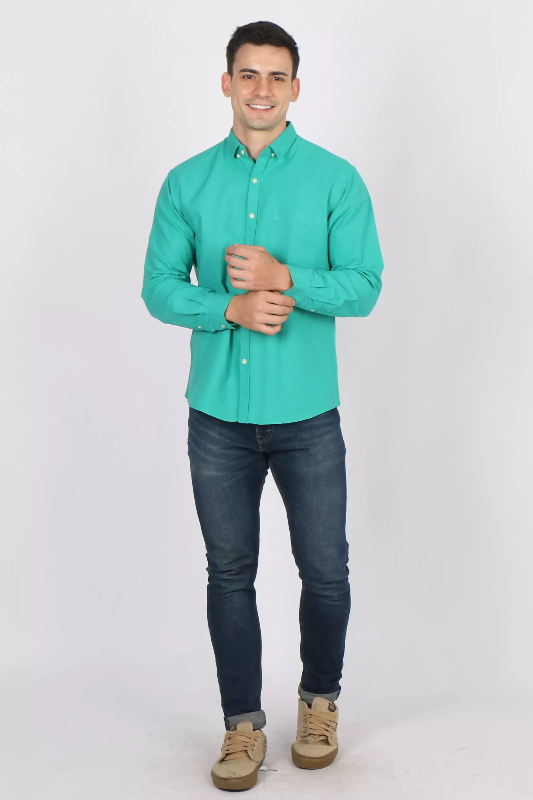 Kemeja Pria Cotton Long Sleeve 913 Green