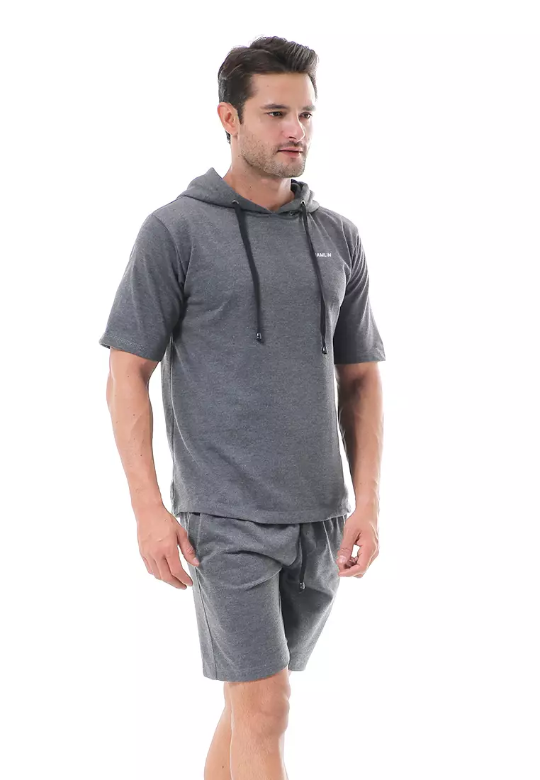 Vincent Setelan Hoodie Pria Sweatshirt Set Casual Motif Polos Material Baby Terry ORIGINAL - Dark Gray