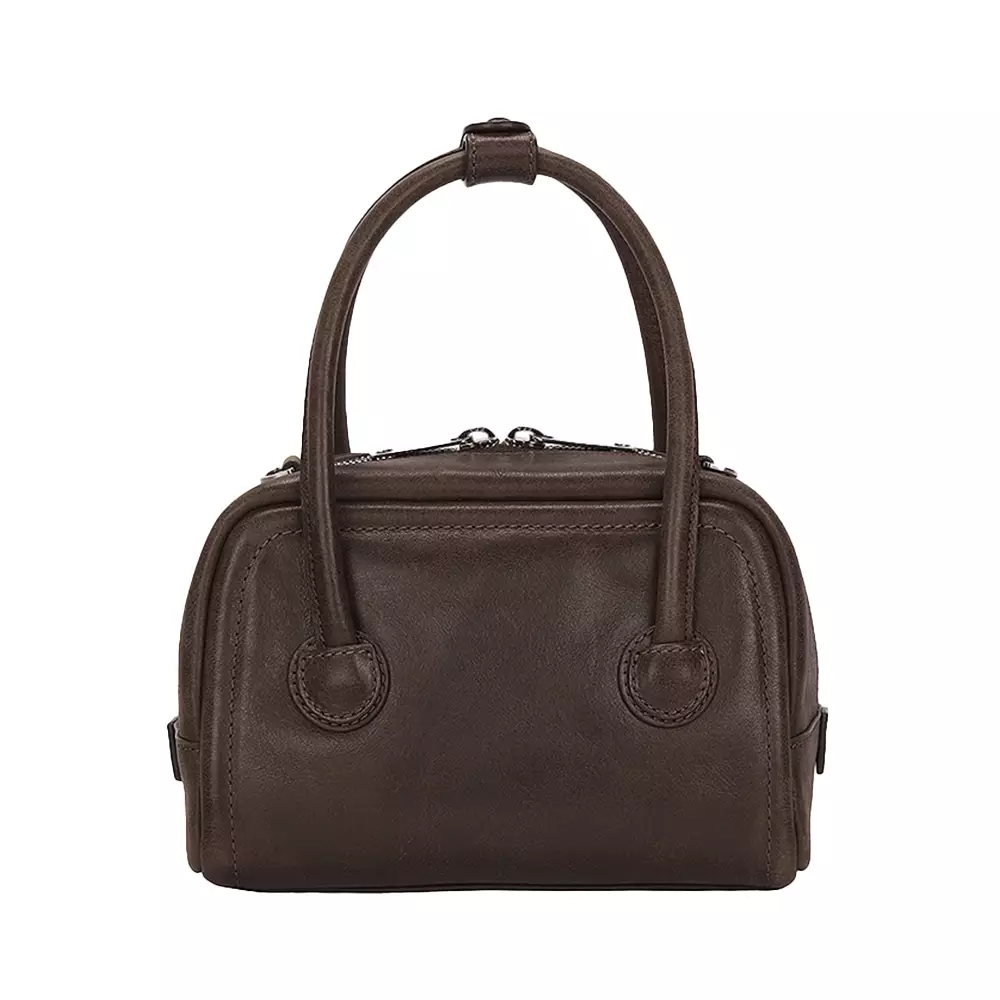 Soft Mini Tote Bag Leather Washed Brown