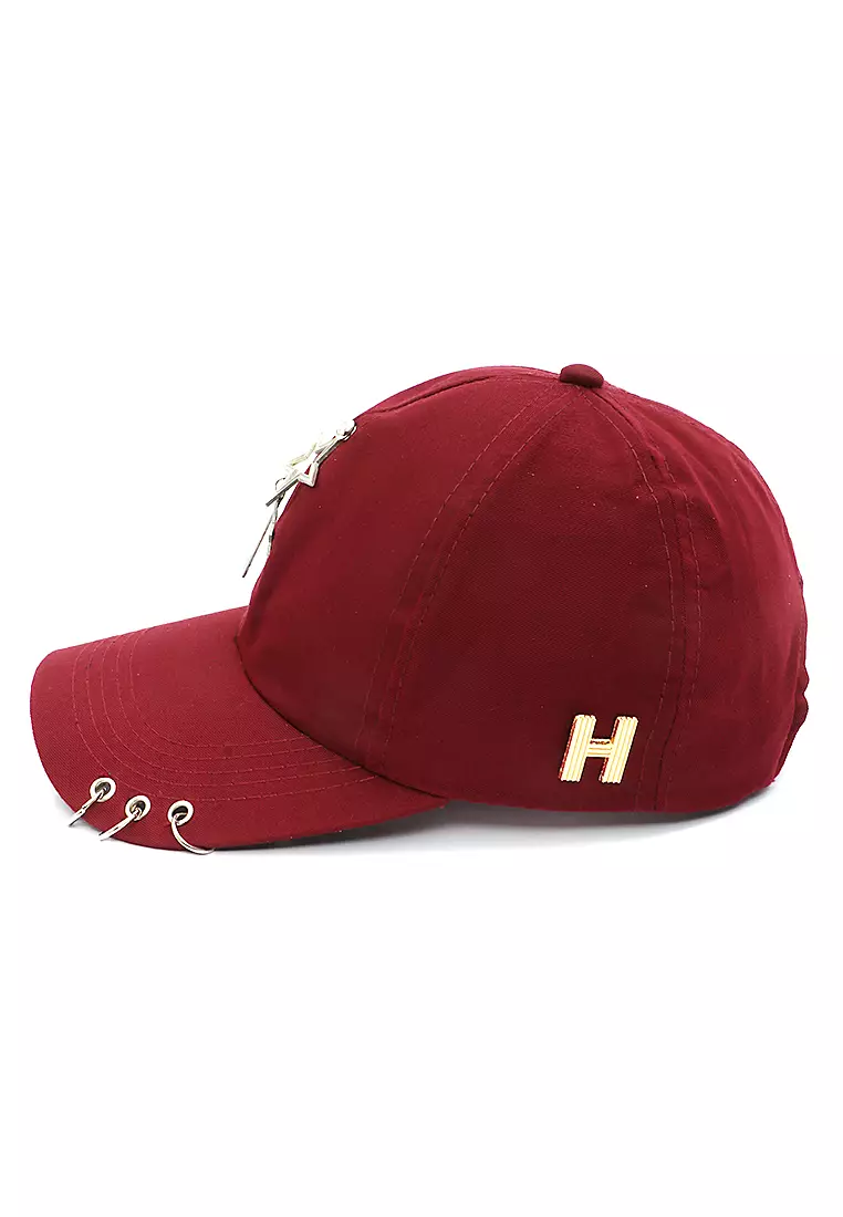Drsh Topi Baseball Unisex Casual Sport Motive Stars Adjustable Material Cotton ORIGINAL - Maroon