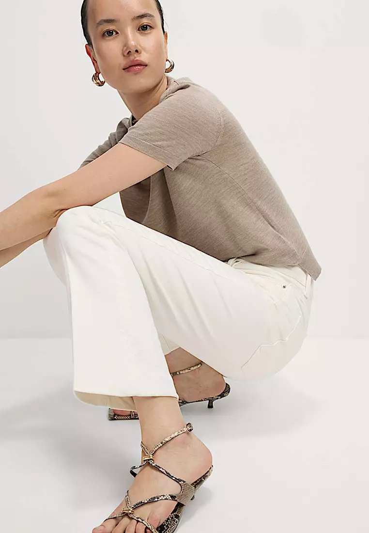 High Waisted Slim Flare Cropped Jeans