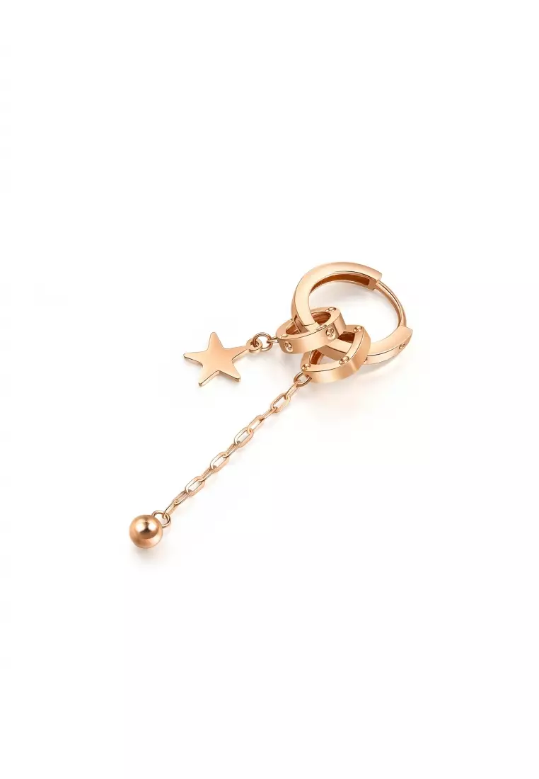 18K Rose Gold Star Jewelry Accessory for Women 92537H [Not include the hoop] (Sold Single Not Pair)