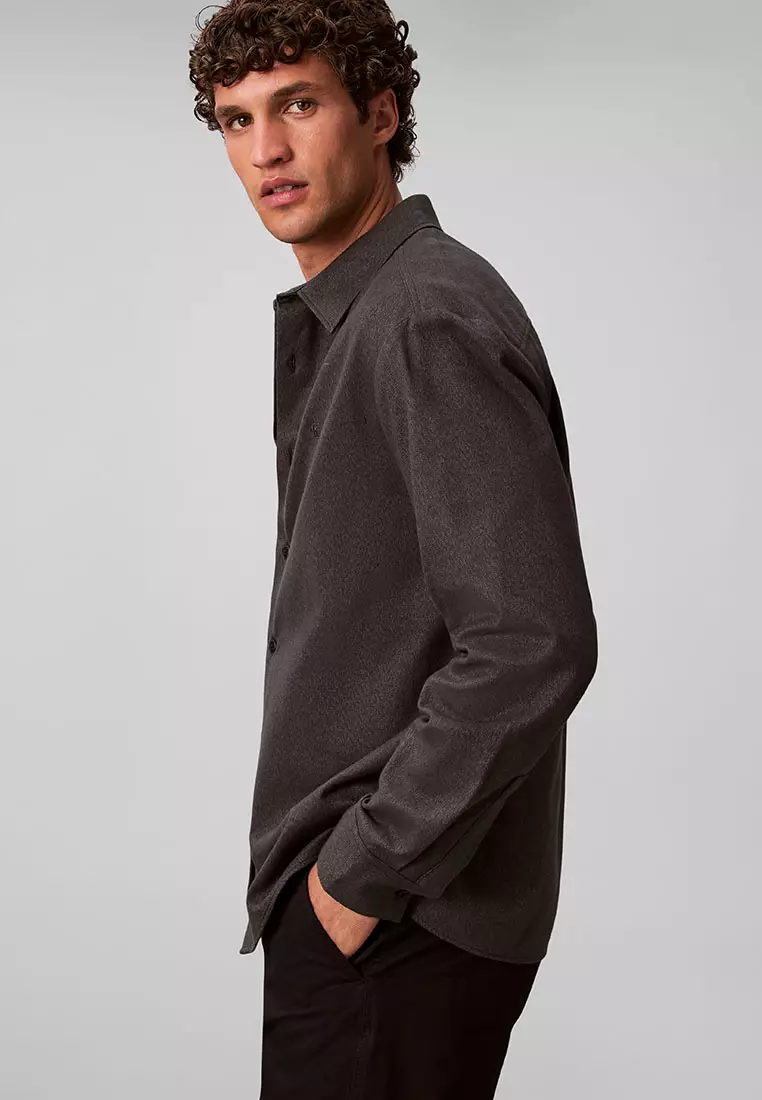 混色法蘭絨寬鬆鈕扣恤衫 - Calvin Klein Jeans