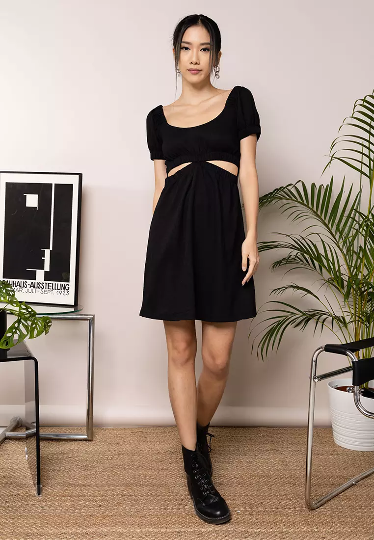 Buy TOPSHOP Topshop textured cut out tea dress Online ZALORA