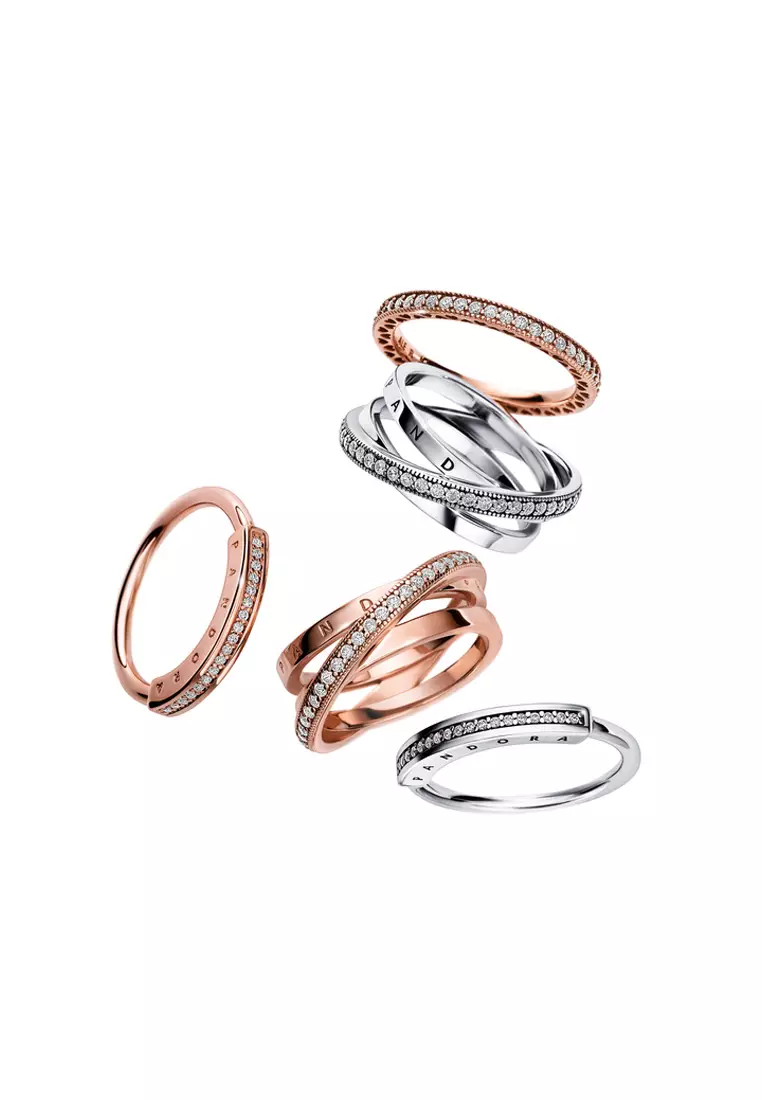 Pandora signature ring rose gold sale