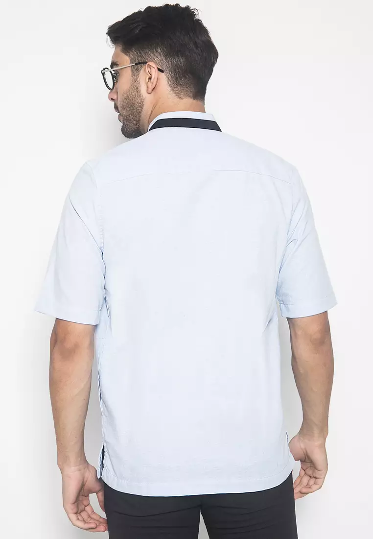 LGS - Baju Koko - Motif Bordir - Biru Cerah - Regular Fit - CSH.285.B1029K.325.C