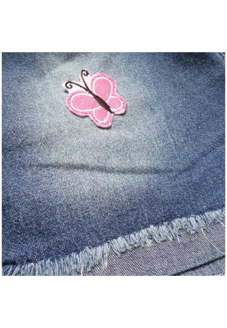 Wakakids Celana Pendek Jeans Anak Perempuan Motif Bordir Kupu-Kupu 004 Untuk Usia 6 Bulan Hingga 6 Tahun Vench