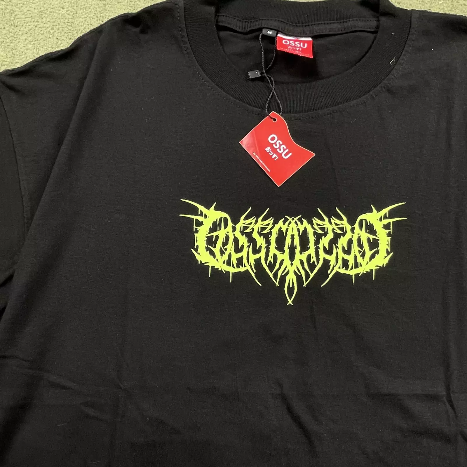 Ossu Oversize Tshirt Logo Metal font Handwriting Art Black